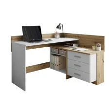 Corner computer table ECKE, craft oak